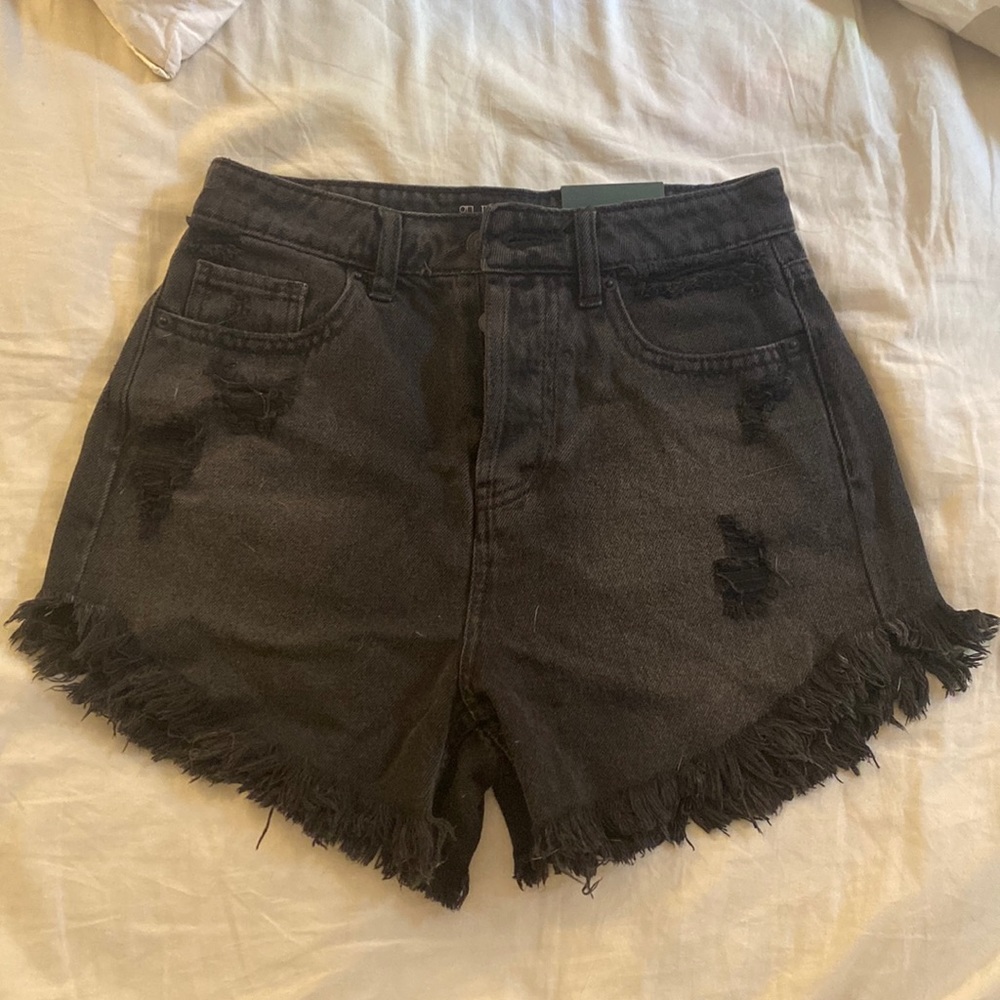 New High Rise Black Denim Shorts